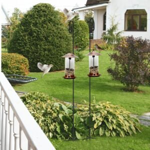 Set of 2 59 Inches Tall Outdoor Shepherd Hooks with 4 Prong Base Adjustable Metal Garden Poles Hummingbird Bird Feeder Stake 1
