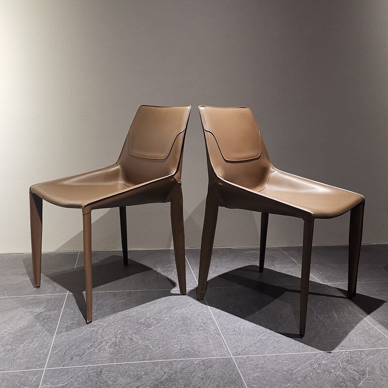 MOMO Italian Dining Chair Minimalist Backrest Chair Restaurant Model Room Designer Negotiation Saddle Leather Chair Home 1