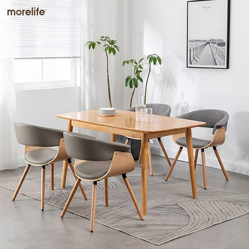 Minimal dining chair Household solid wood modern simple Nordic restaurant chair Hotel chair Designer balcony leisure chair 3