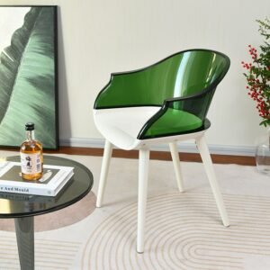 FULLLOVE Saipan Chair Nordic Transparent Back Chair Simple Home Armrest Dining Chair Creative Designer Desk Chair Leisure Chair 1