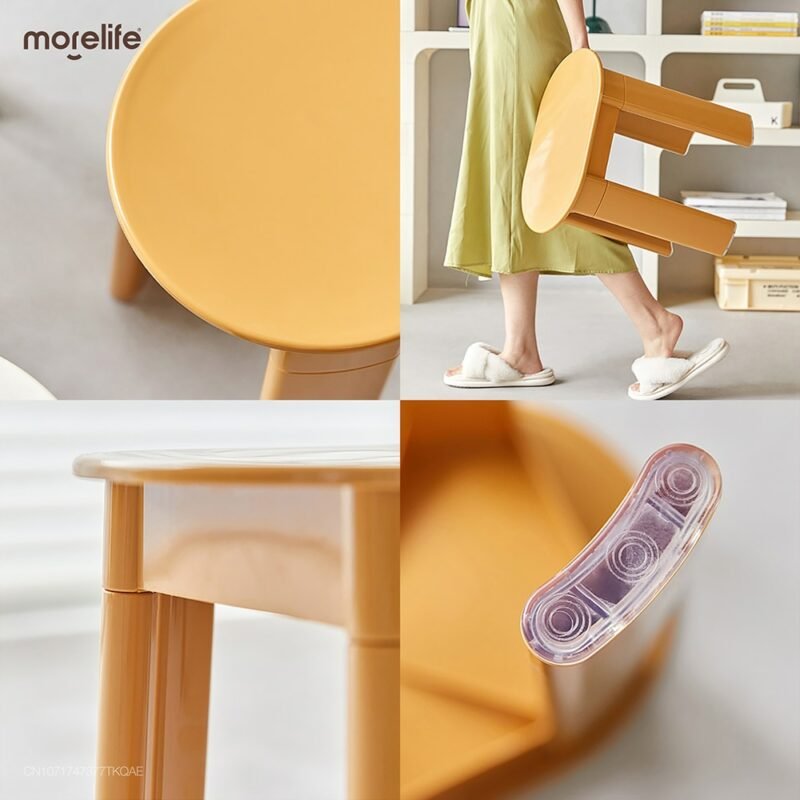 Medieval Plastic Low Stools Small Household Plastic Stools Household Thickened Round Stools Simple Dressing Stools 5