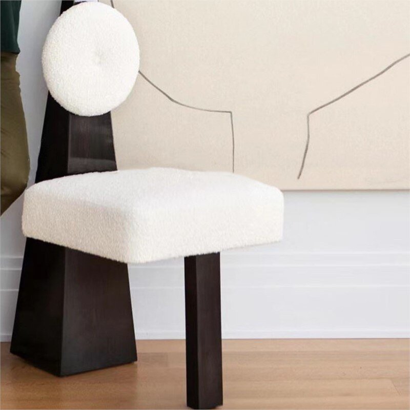 FULLLOVE Designer Creative Lamb Velvet Dining Chair Shaped Desk Chair Exquisite Makeup Chair Living Room Dining Room Furniture 2