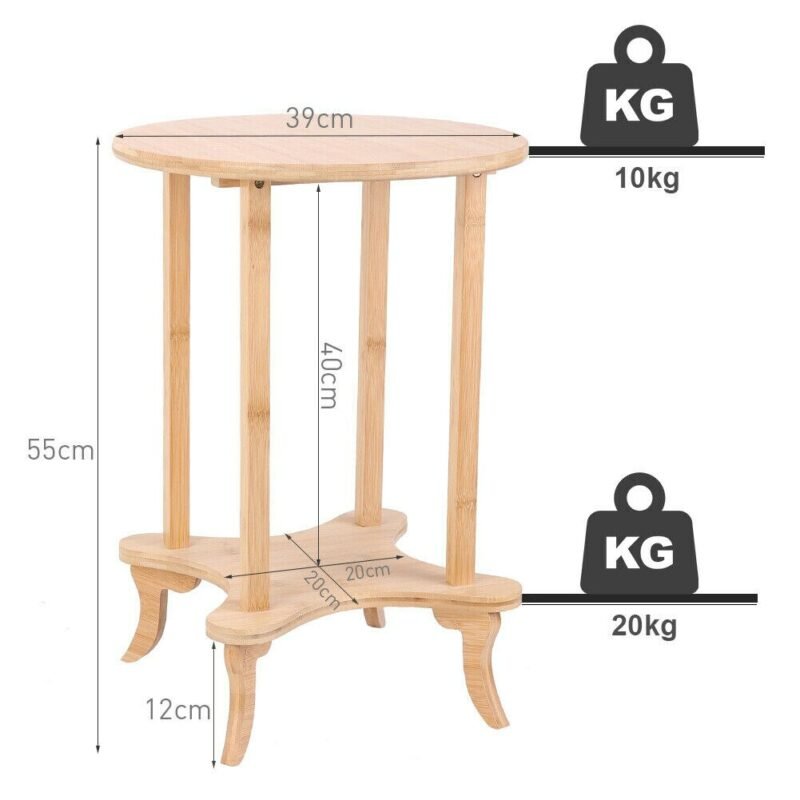 2 Tiers Wooden Sofa Side Coffee Table Occasional Round Small End Tables Display 6