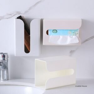 Wall-mounted tissue holder on the wall of the paper drawer Creative simple plastic multifunctional toilet tissue box 1