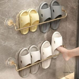 Bathroom slipper rack, non perforated wall mounted storage, acrylic towel rack, bathroom storage rack, bathroom supplies shelves 1