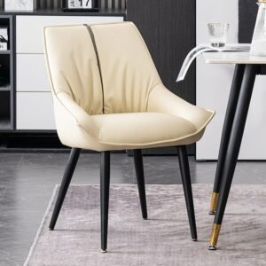 Modern Nordic Dining Chair Kitchen Leather Makeup Living Room Dining Chair Relaxing Soft Eetkamerstoelen Design Furniture 1
