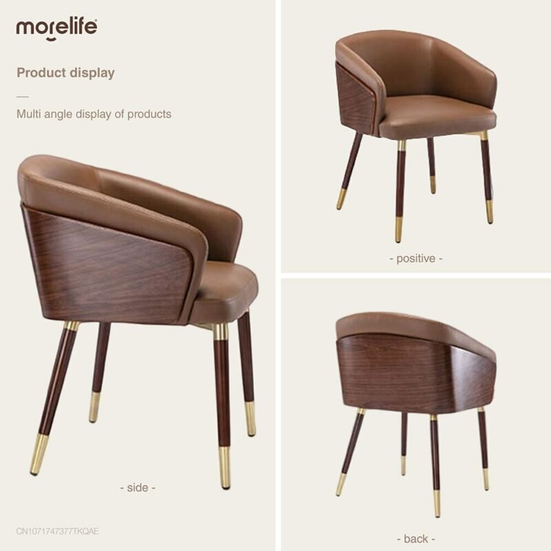 Modern Minimalist Dining Chair Luxury Wooden Armchair High Quality Lounge Chairs Comfortable Seat Kitchen Furniture 4