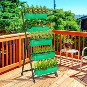 Vertical Garden Herb Raised Bed Freestanding Elevated Planters with 5 Container Boxes, Good for Patio Balcony Indoor Outdoor 1