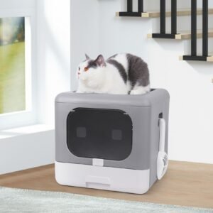 Cat Litter Box Foldable Top Entry Litter Box with Cat Litter Scoop Drawer for Medium and Large Cats 1