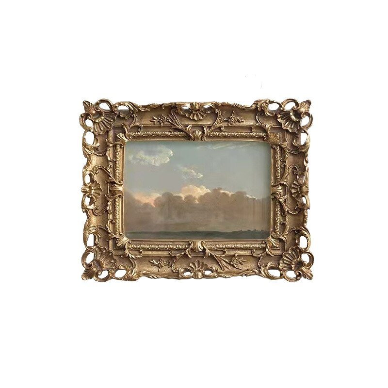 MOMO Baroque European Style To Oak Retro Rectangular Picture Frame Pearl Chain Hanging Picture Resin Ornament Decorative Picture 5