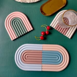Nordic style Silicone Removable Rainbow Coasters Insulation Pads Cup Mat Plate Non Slip Placemat Home Decor Kitchen Accessories 1