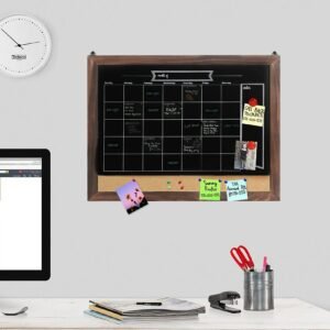 Wood Framed Calendar Chalkboard Magnetic Blackboard Monthly Weekly Notice Board 1