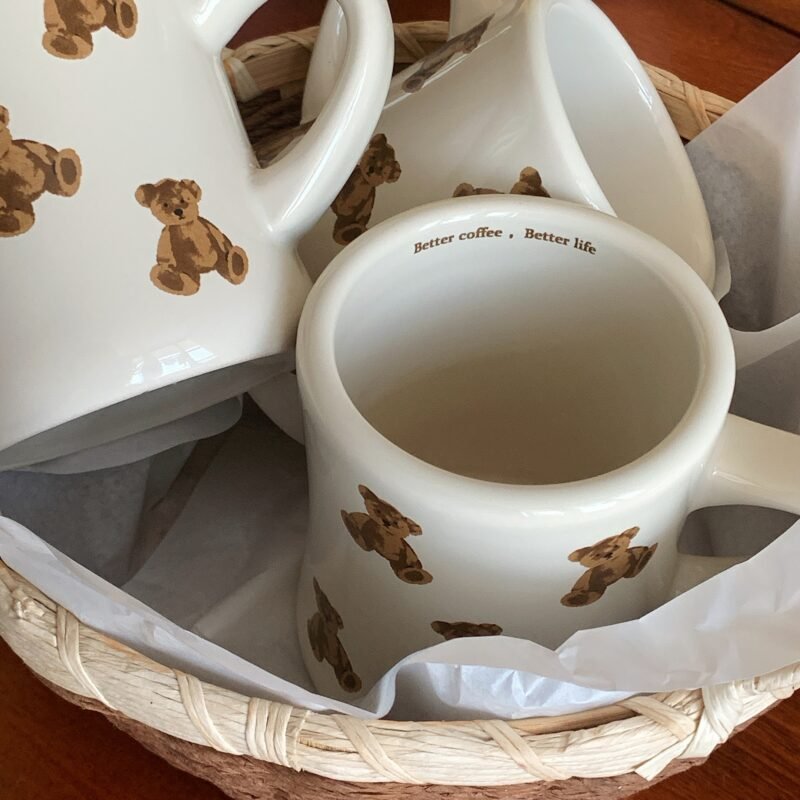 Cartoon Bear Ceramic Coffee Mug Chocolate Bear Mug Girl Retro Coffee Cup Afternoon Tea Cute Ceramic Mug  cute coffee mug 4