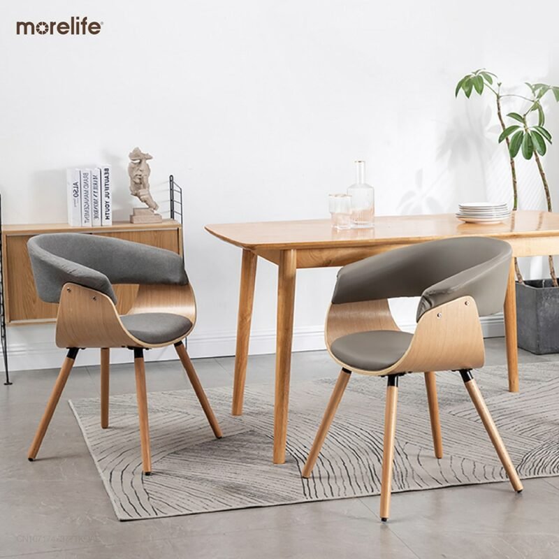 Minimal dining chair Household solid wood modern simple Nordic restaurant chair Hotel chair Designer balcony leisure chair 4