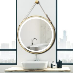 Frame Round Mirror,Round Bathroom Mirror with Light,Wall Mounted Lighted Vanity Mirror, Anti-Fog & Dimmable Touch Switch 1