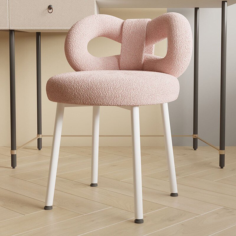 MOMO Modern Simple Bedroom Net Red Backrest Fairy Simple Makeup Chair Stool Bowknot Manicure Chair Dressing Table Desk Stool 6