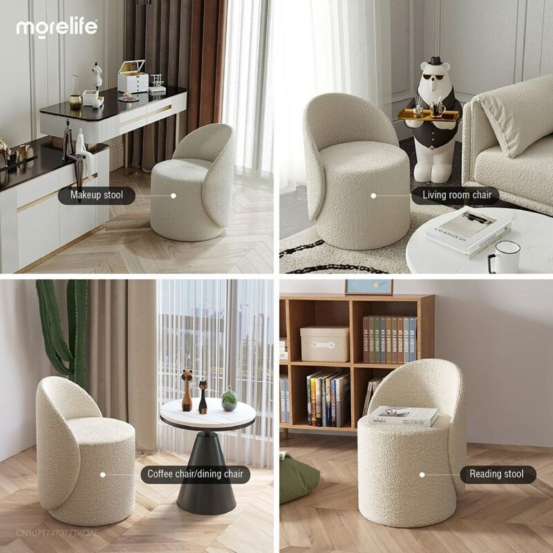 Nordic Luxury Rotary Dressing Stool Makeup Chair Book Chair Coffee Chair Hotel Chair Living Room Reception Chair Simple Stool 3