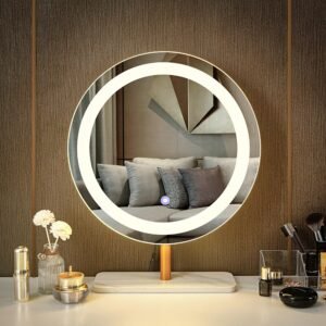 Touch Switch Quality Mirror Tempered Glass Vanity Magnifying Bathroom Mirror Light Led Makeup Espelho Com Led Table Mirror 1