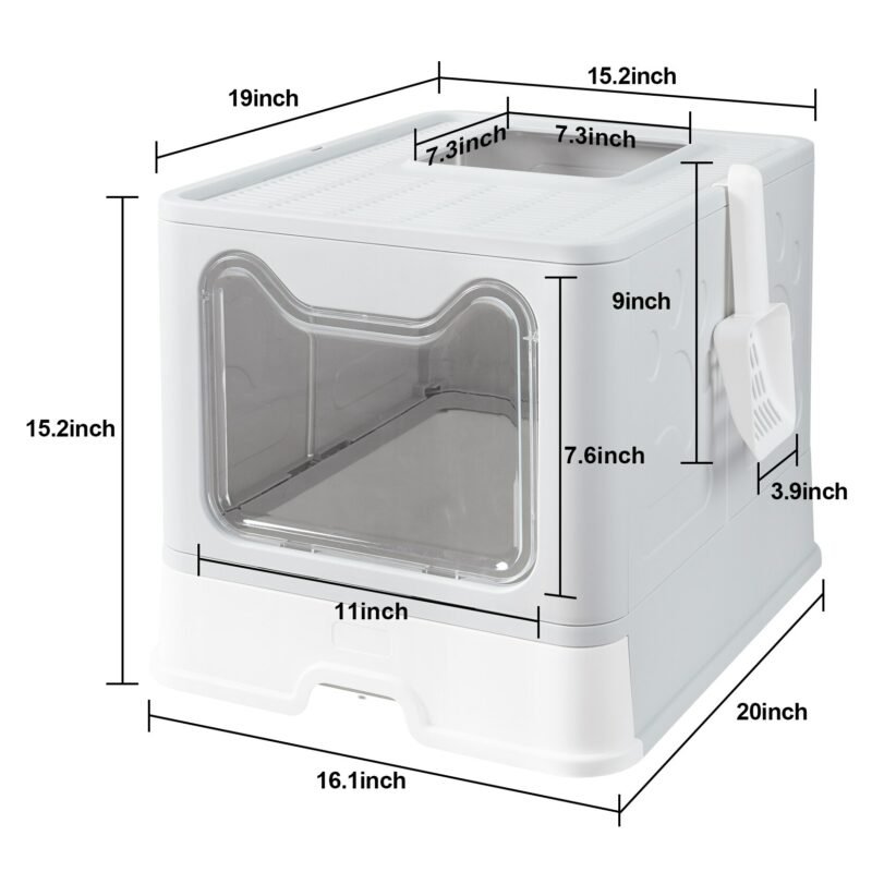 Front Entry Top Exit Cat Litter Box with Lid Foldable Large Kitty Litter Boxes Cats Toilet Including Plastic Scoop 5