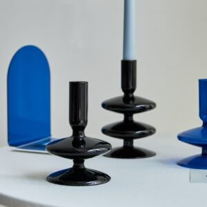 Creative Hydroponic Glass candlestick Black glass vase candle stand Desktop Decor Home Decoration Art Nordic Home 1
