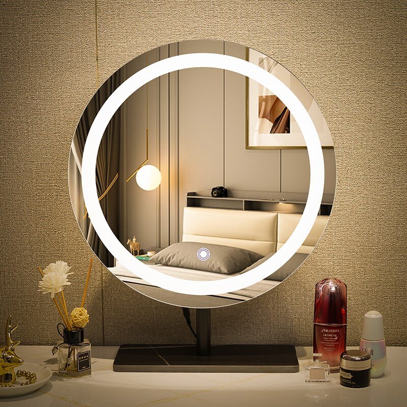 Rectangle Portable Mirror Squares Quality Makeup Tempered Glass Mirror Light Led Touch Switch Espejos Con Luces Cosmetic Mirror 1