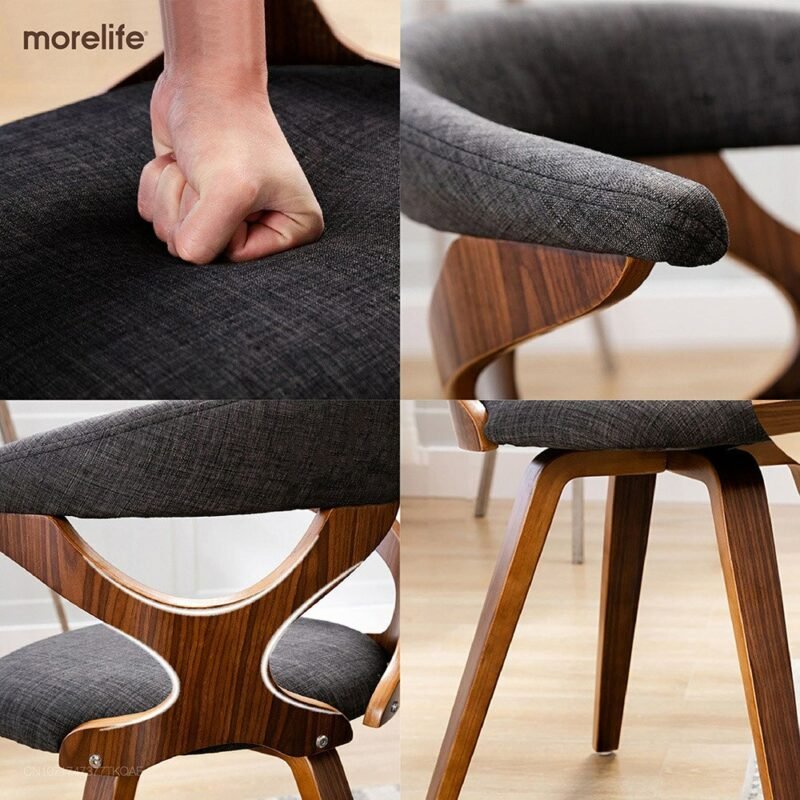 Nordic Modern Solid Wood Dining Chair Leisure Chair Computer Study Cffice Chair Restaurant Simple Dining Chair Oxhorn Chair 6