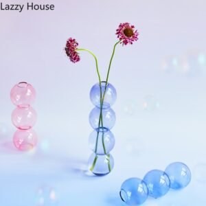 Lazzy House Bubble Vase Glass Flower Vase Cute Flower Stand for Living Room Home Decoration Nordic 1