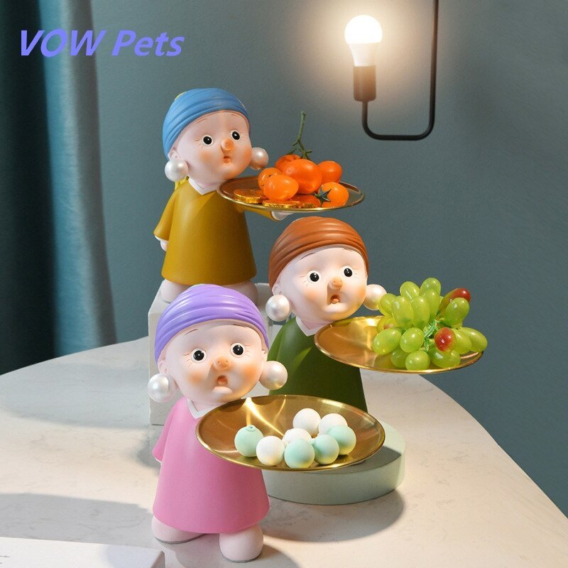 VOW Pets Girl With A Pearl Earring Furnishing Articles Creative Home Sitting Room Adornment Porch For Key To Receive TV Ark Tray 1