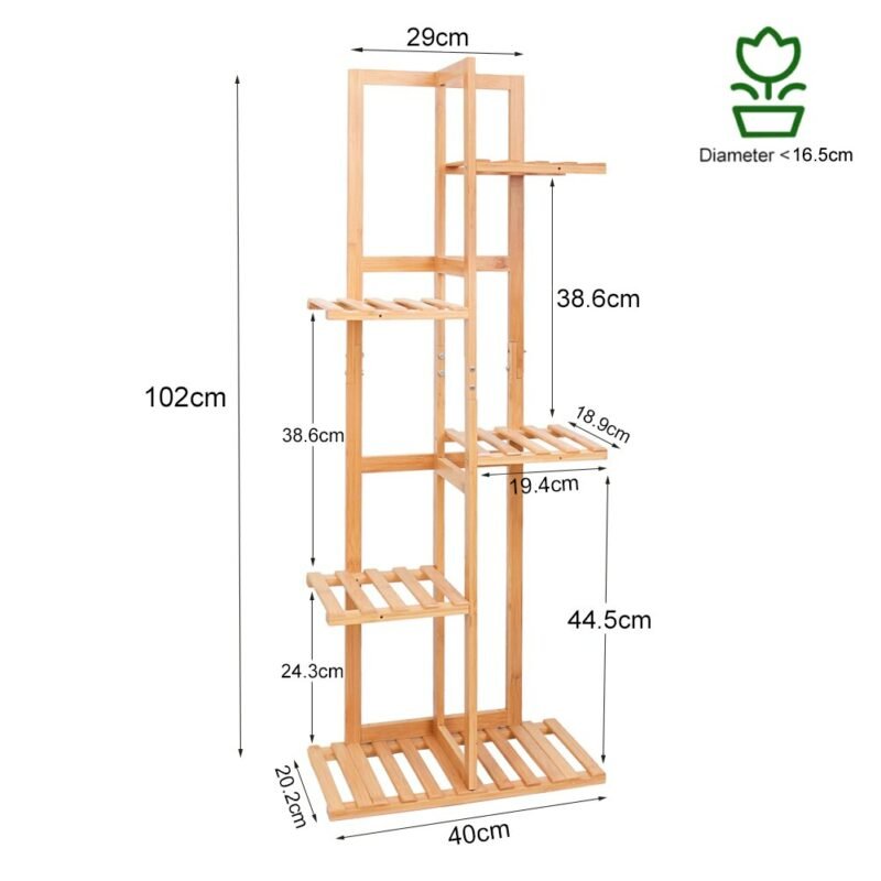 Bamboo 5 / 6  Tier  Plant Stand Rack Multiple Flower Pot Holder Shelf Indoor Outdoor Planter Display Shelving Unit for Patio 5