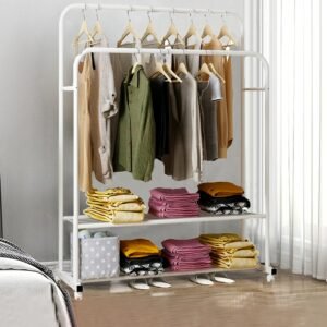 Heavy Metal Double Clothes Rail Hanging Rack Garment Display Stand Storage Shelf 1