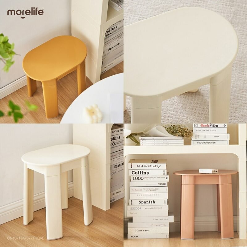 Creative Plastics Dining Chair Designer Stool Nordic Household Living Room Modern Simple Short Stool Small Round Stool 6
