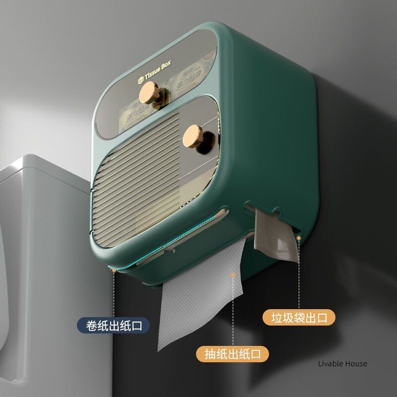 Toilet tissue holder, toilet tissue holder, non perforated tissue holder, wall mounted roll paper box paper towel holder 4