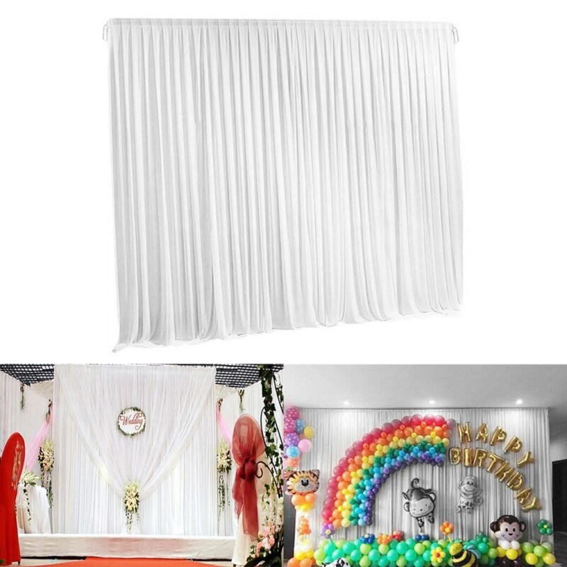 6.5ft Silk White Backdrop Drapes Curtain Wedding Ceremony Party Home Window Decor 3
