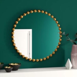 Gold Vintage Vanity Round Bathroom Mirror Makeup Decorative Luxury Cosmetic Boho Mirror Room Decor  Espejo Pared Decoration Home 1