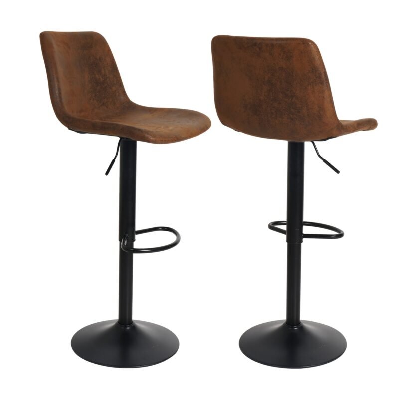 Set of 2 Bar Stools  Swivel Barstool Chairs with Back, Adjustable Height Bar Chairs, Modern Pub Kitchen Counter Height 3