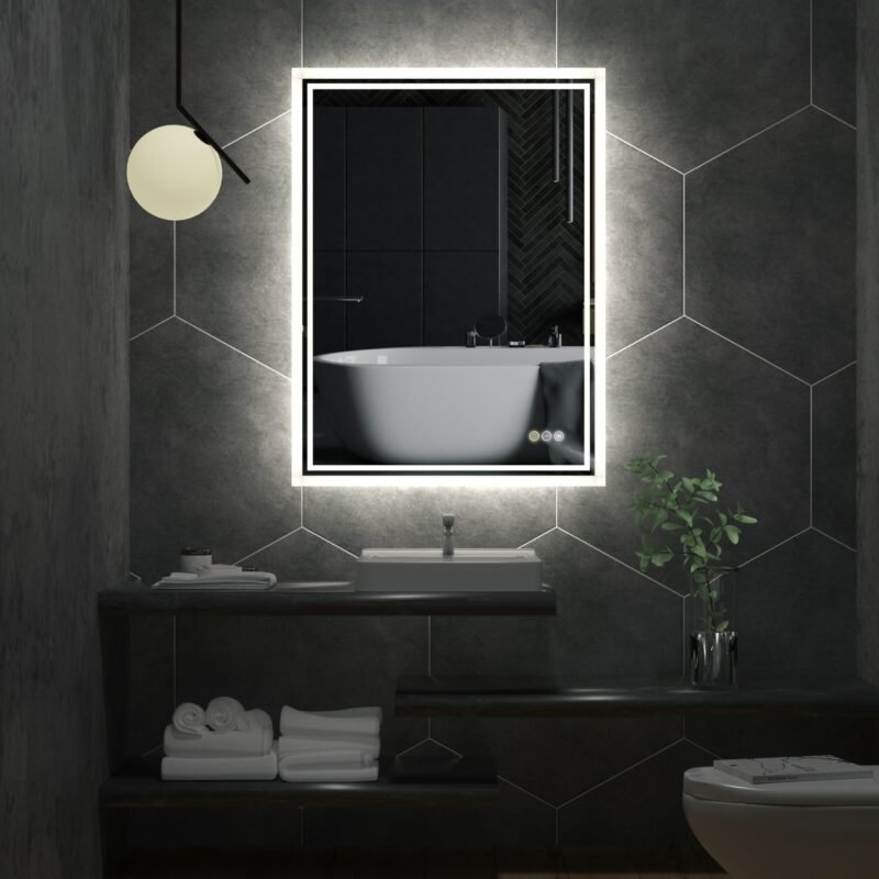 LED Backlit Mirror Bathroom Vanity with Lights,Anti-Fog,Dimmable,CRI90+,Touch Button,Water Proof,Horizontal/Vertical 3