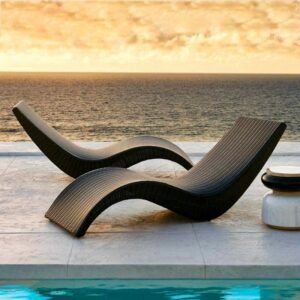 Outdoor Lying Bed Balcony Leisure Rattan Chair Outdoor Courtyard Lounge Chair Swimming Pool Lying Bed Folding Rattan Beach Chair 1