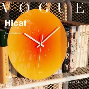 MOMO Nordic Sunset Wall Clock Celebrity Ins Light Luxury Living Room Punch-free Creative Decoration Mute Simple Glass Clock 1