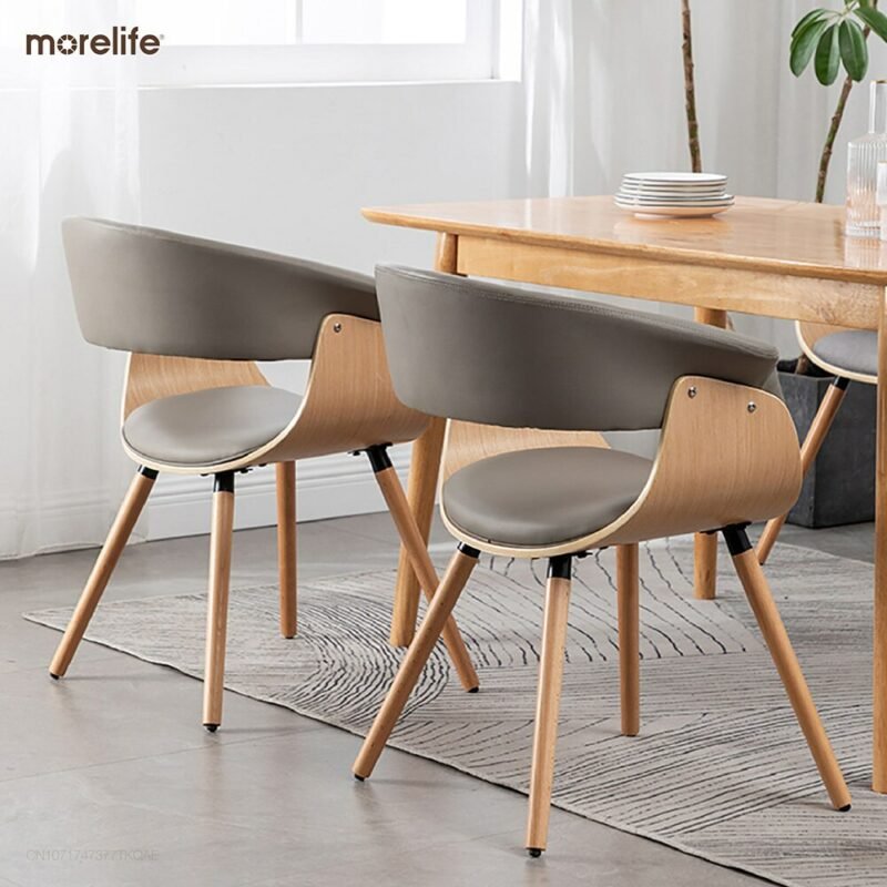 Minimal dining chair Household solid wood modern simple Nordic restaurant chair Hotel chair Designer balcony leisure chair 2