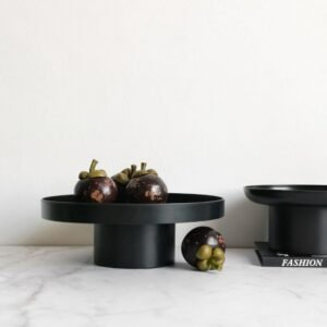 MOMO Nordic Ins Style High Foot Tray Fruit Plate Simple Home Modern Pastry Wedding Black Fruit Plate 1