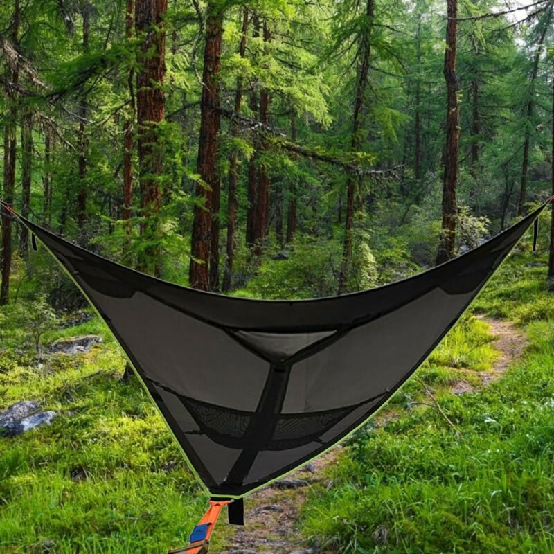 Outdoor hanging hammock adult field camping aerial multi-person portable folding triangle mesh elastic hammock FULLLOVE 5