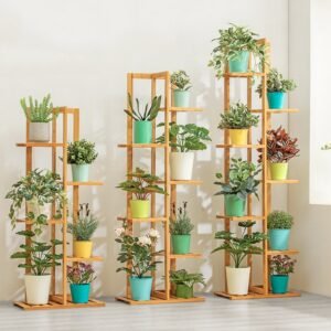 Bamboo 5 / 6  Tier  Plant Stand Rack Multiple Flower Pot Holder Shelf Indoor Outdoor Planter Display Shelving Unit for Patio 1