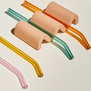 4pc Reusable Glass Straws Water Cup Straw Cup Colorful Heat Resistant Glass Straw with Cleaning Brush Drinking Milk Tea 1