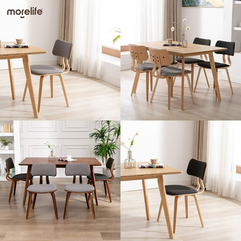 Nordic Solid Wood Dining Chairs Kitchen Bedroom Backrest Chair Modern Minimalist Home Furniture Stool Hotel Restaurant Chair 4