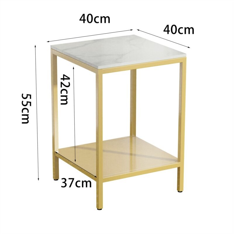 Real Marble Side Table, White Marble Small Coffee Table with Storage 2-Tier End Table for Living Room, Nightstand for Bedroom 6