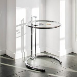 MOMO Stainless Steel Creative Glass Lift Coffee Table Simple Household Transparent Sofa Tables Nordic Designer C-shaped Table 1