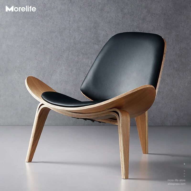 Nordic Denmark Design chair Smiling Shell Chair Simple sofa Lounge chair Armchair Plywood Fabric Living Room Furniture Chair 2