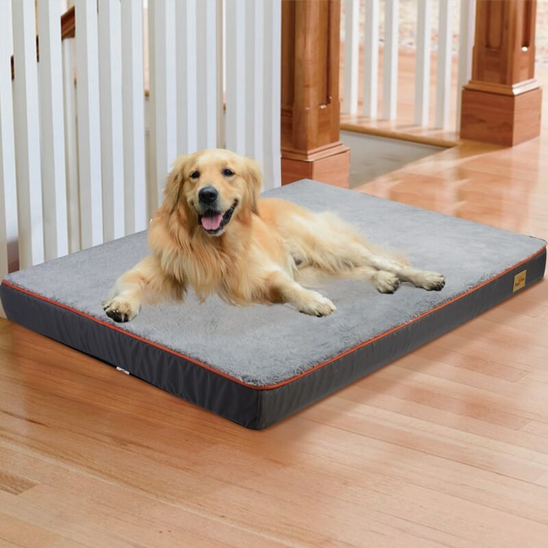 Large Orthopedic Dog Bed Kennel Memory Foam Waterproof Pet Bed with Removable Washable Cover Nonskid Bottom Joint Relief 2