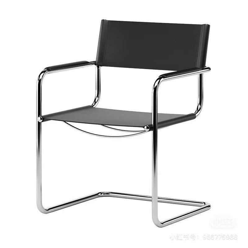 Office Lounge  Mid-Ancient Dining  Nordic Stainless Steel Tube Chair Internet Fashion Ins Style Armchair FULLOVE Dropshipping 6