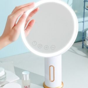 Irregular Shape Makeup Light Mirror Tempered Glass Portable Lace Touch Switch Mirror Light Led Stand Espelho Com Led Room Decor 1